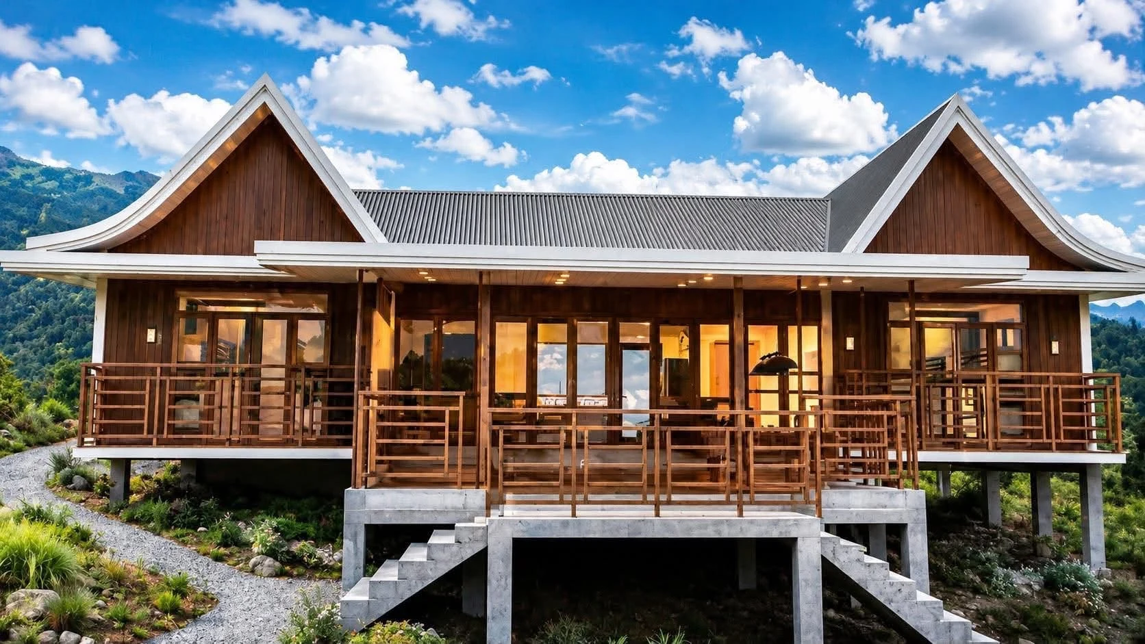 Preview of the resort’s wooden accommodation